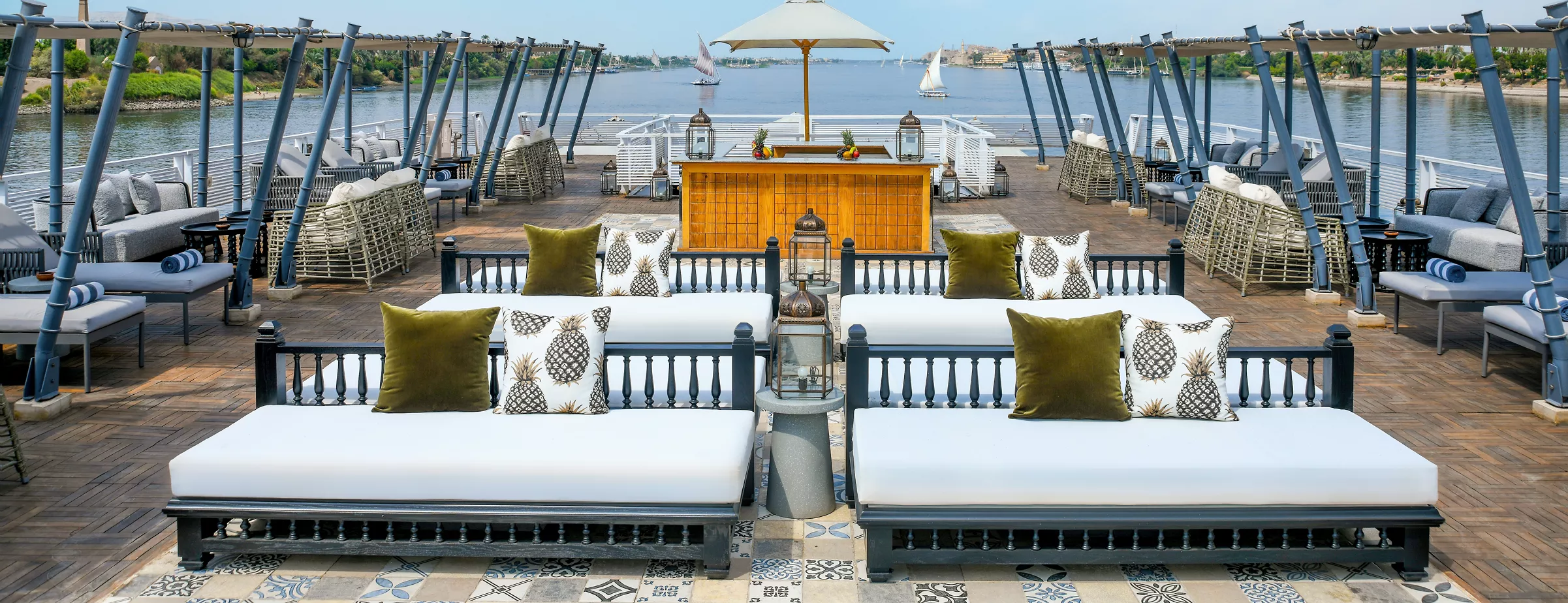 Sun deck of the MS Mövenpick Darakum Nile Cruise Nile cruise